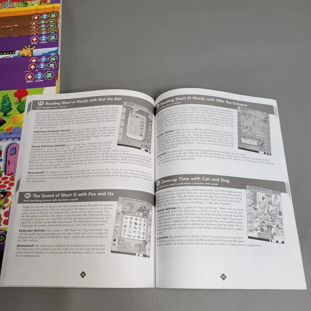 GEOSAFARI Phonics Electronic Learning Reading Pad Homeschool El-8910 w/ 64 Cards